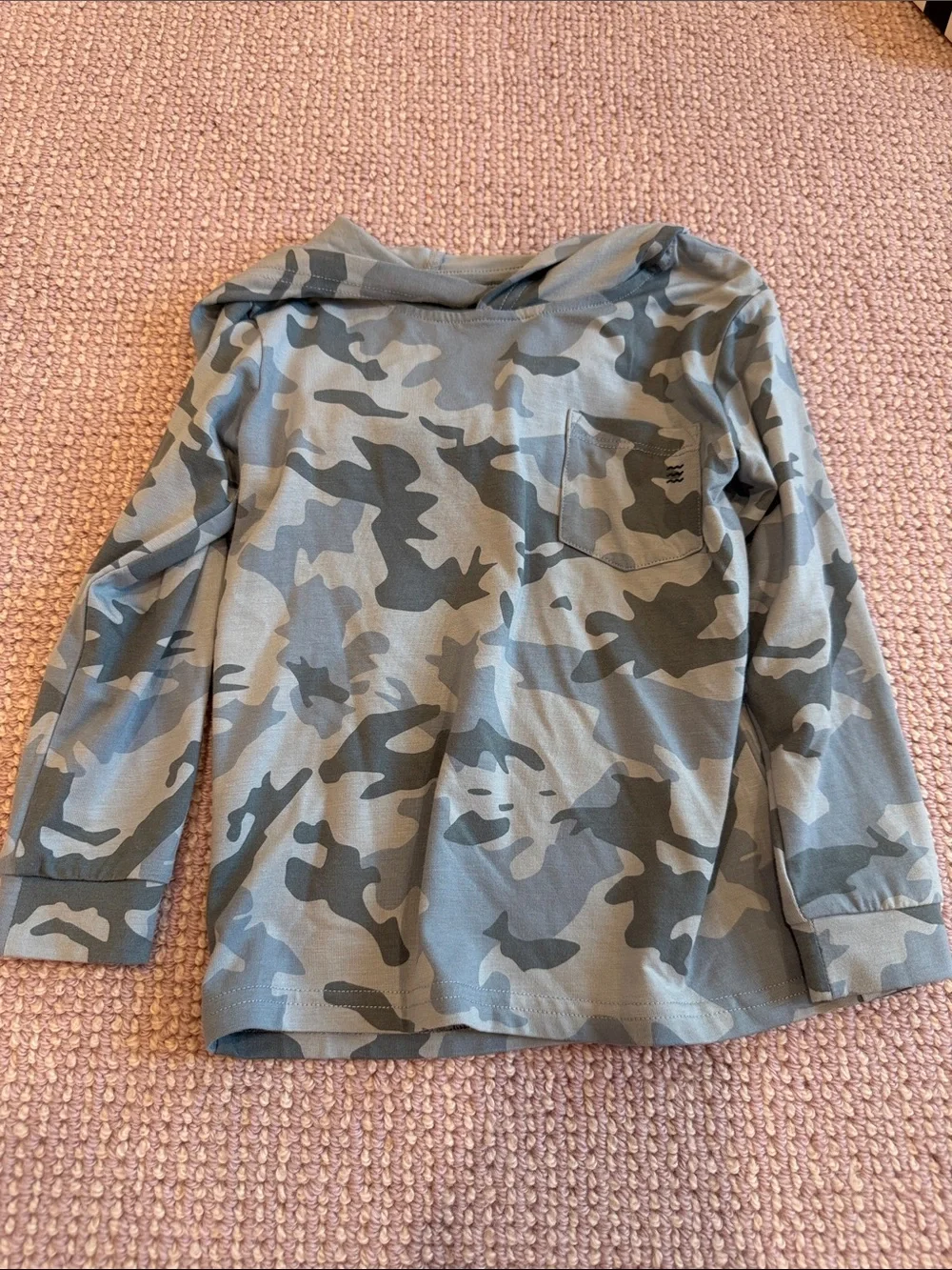 Kids Gray Camouflage Hooded Long-Sleeve Shirt
